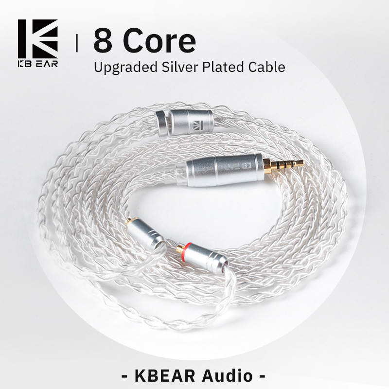 Eachine Drone E010 - KBEAR 8-adriges verbessertes silbernes kabelgebundenes Kopfhörerkabel